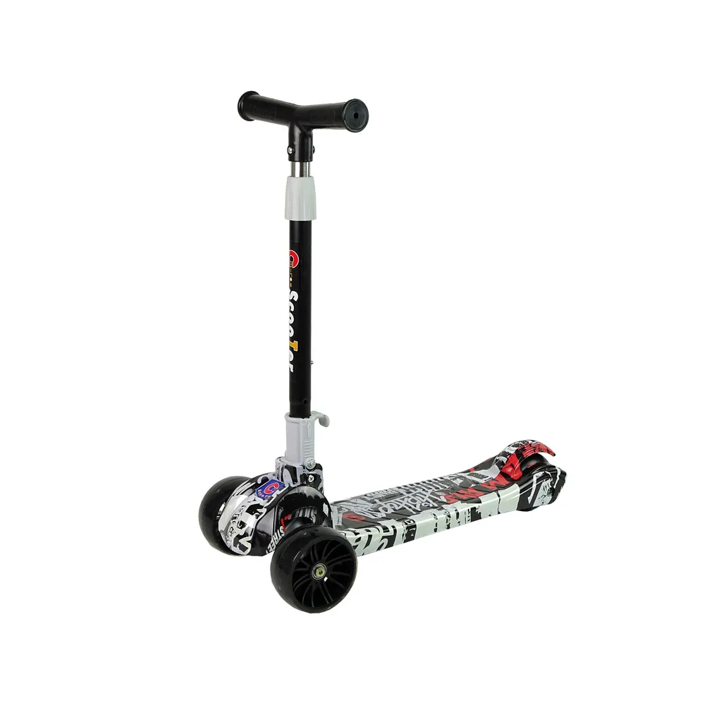 Trójkołowa hulajnoga dziecięca z regulowaną kierownicą i kolorowymi kołami