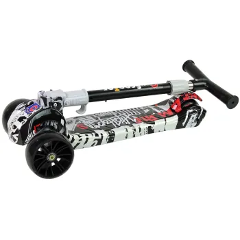 Hulajnoga biała z motywem graffiti i świecącymi kołami LED dla najmłodszych