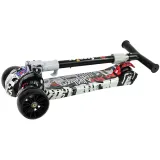 Hulajnoga biała z motywem graffiti i świecącymi kołami LED dla najmłodszych