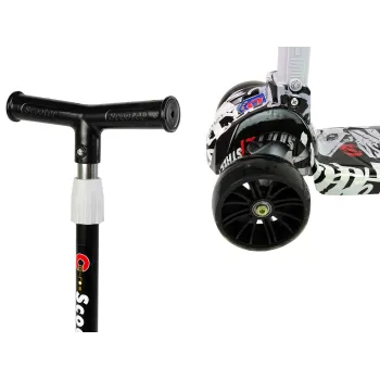 Bezpieczna hulajnoga trójkołowa z hamulcem i efektownym wzorem graffiti