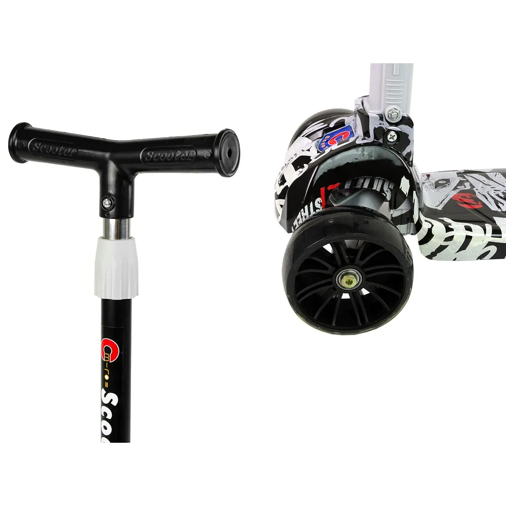 Bezpieczna hulajnoga trójkołowa z hamulcem i efektownym wzorem graffiti