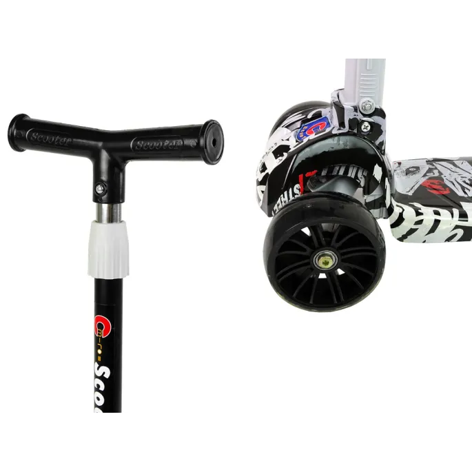 Bezpieczna hulajnoga trójkołowa z hamulcem i efektownym wzorem graffiti