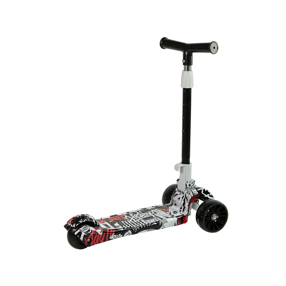 Kolorowa hulajnoga z grafitti i LED do nauki jazdy i zabawy na świeżym powietrzu