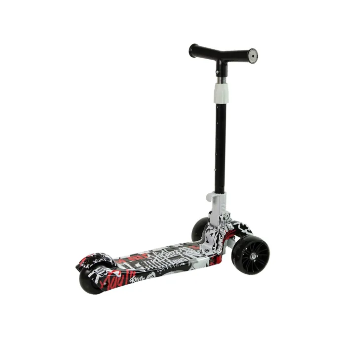 Kolorowa hulajnoga z grafitti i LED do nauki jazdy i zabawy na świeżym powietrzu