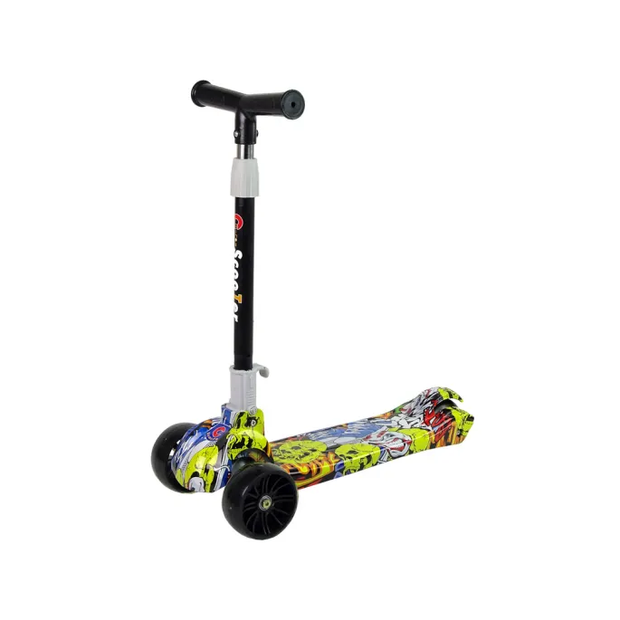 Hulajnoga dziecięca LED z kolorowymi świecącymi kołami i motywem czaszki