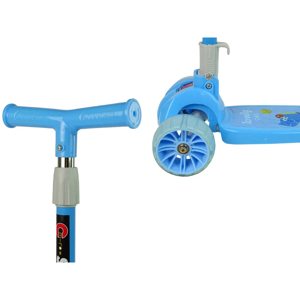 Atrakcyjny design hulajnogi dziecięcej z trzech kółek i motywem krokodyla