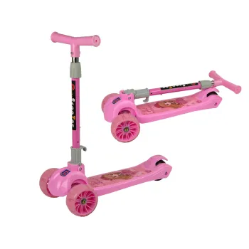 Różowa hulajnoga trójkołowa dla dziewczynki z LED świecącymi kołami