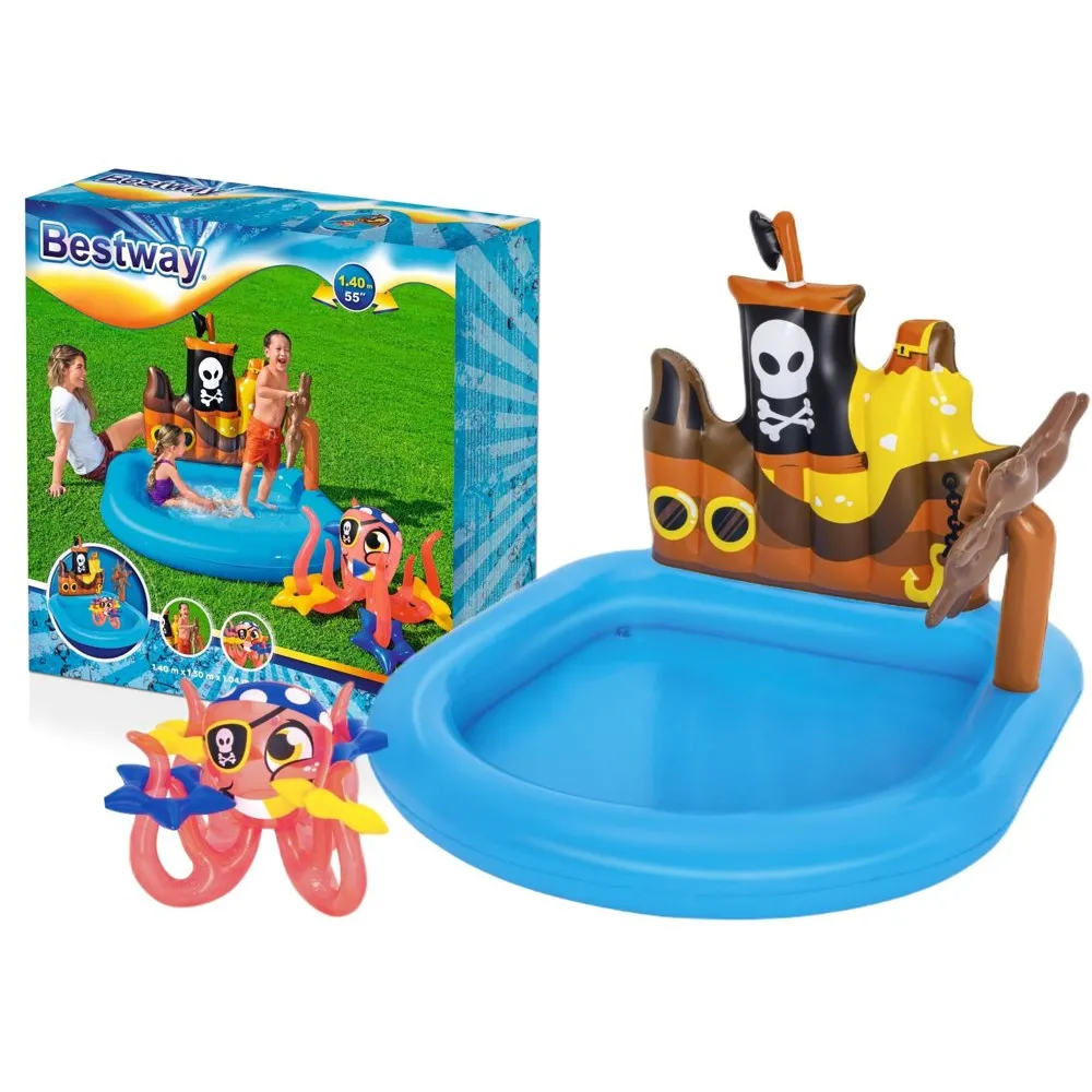 Dmuchany plac zabaw Bestway 52211 z kolorową ośmiornicą w ogrodzie