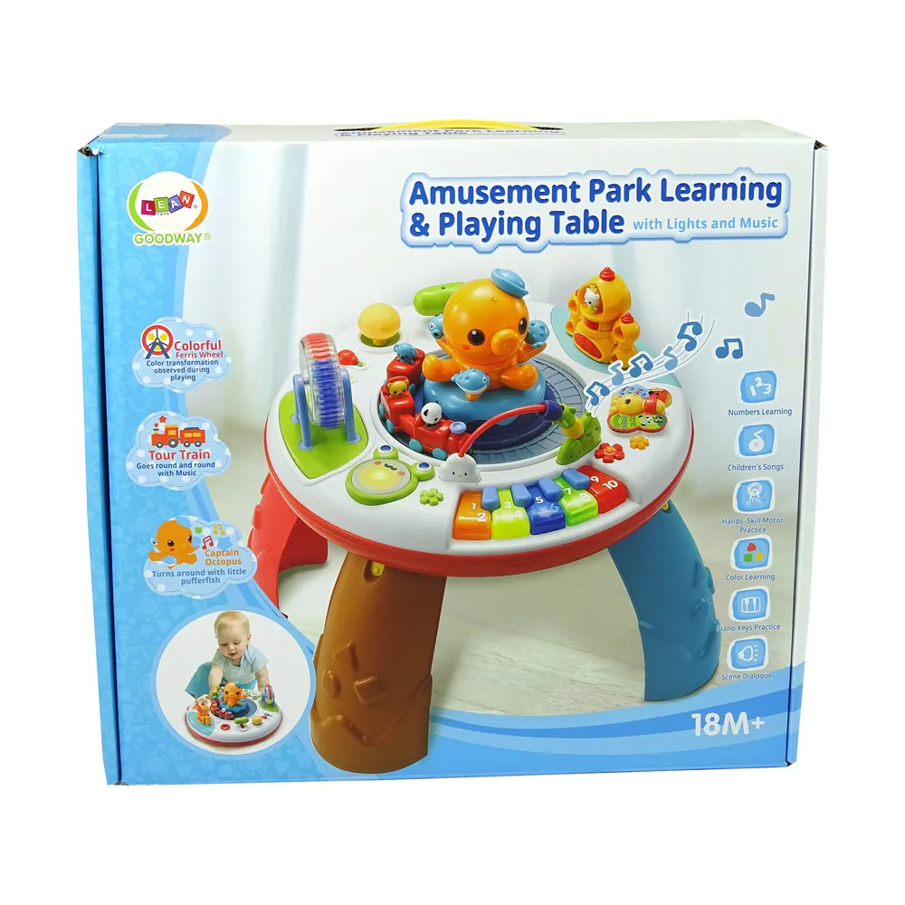 Stolik z motylkiem, pociągiem i diabelskim młynem do zabawy edukacyjnej