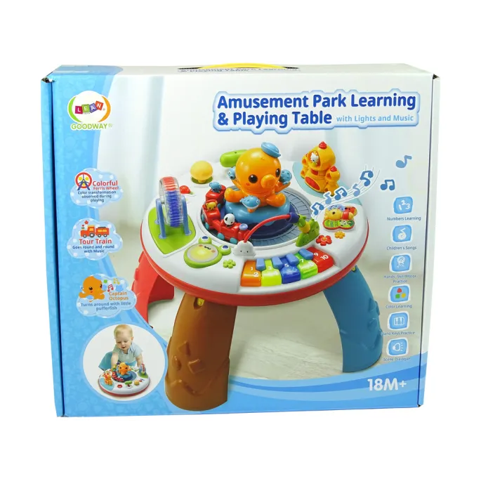 Stolik z motylkiem, pociągiem i diabelskim młynem do zabawy edukacyjnej