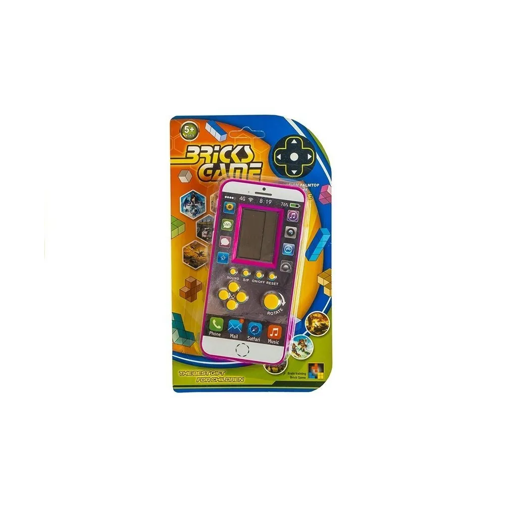 Elektroniczna zabawka Tetris Komórka w różowych odcieniach, widok z przodu