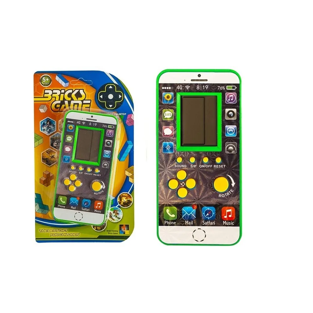 Zielona gra elektroniczna Tetris w kształcie telefonu komórkowego