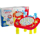 Czerwona gra łowienie rybek ze świecącymi elementami na stoliku