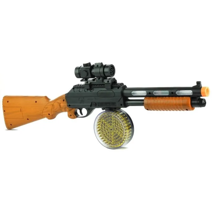 Karabin AK 868-1 z zamontowanym celownikiem i świecącymi panelami LED