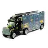 Autka i dinozaury na dużym transporterze dla dzieci powyżej 3 lat