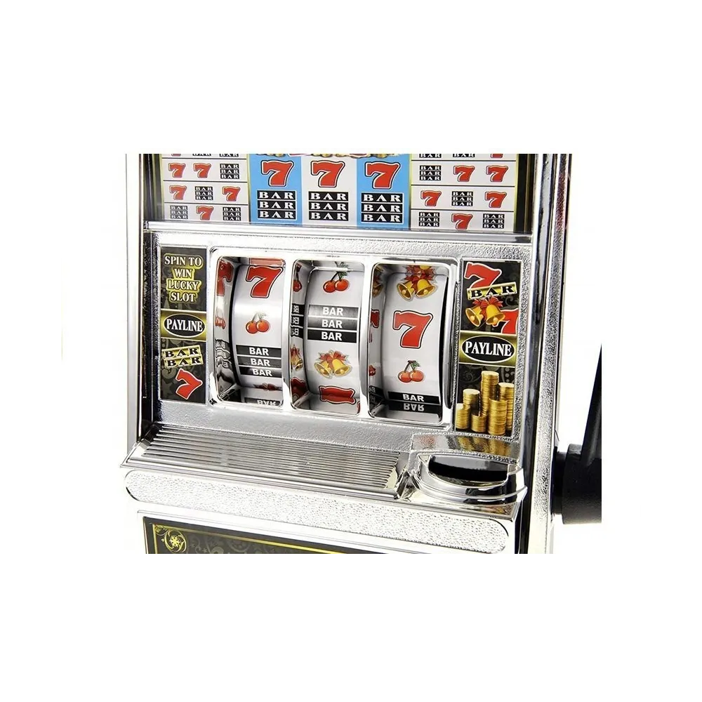 Zabawka kasynowa skarbonka z trzema bębnami i światłem