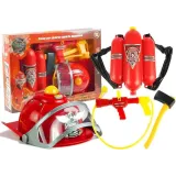 Zestaw Strażaka Dla Dziecka Kask Toporek Akcesoria Czerwony