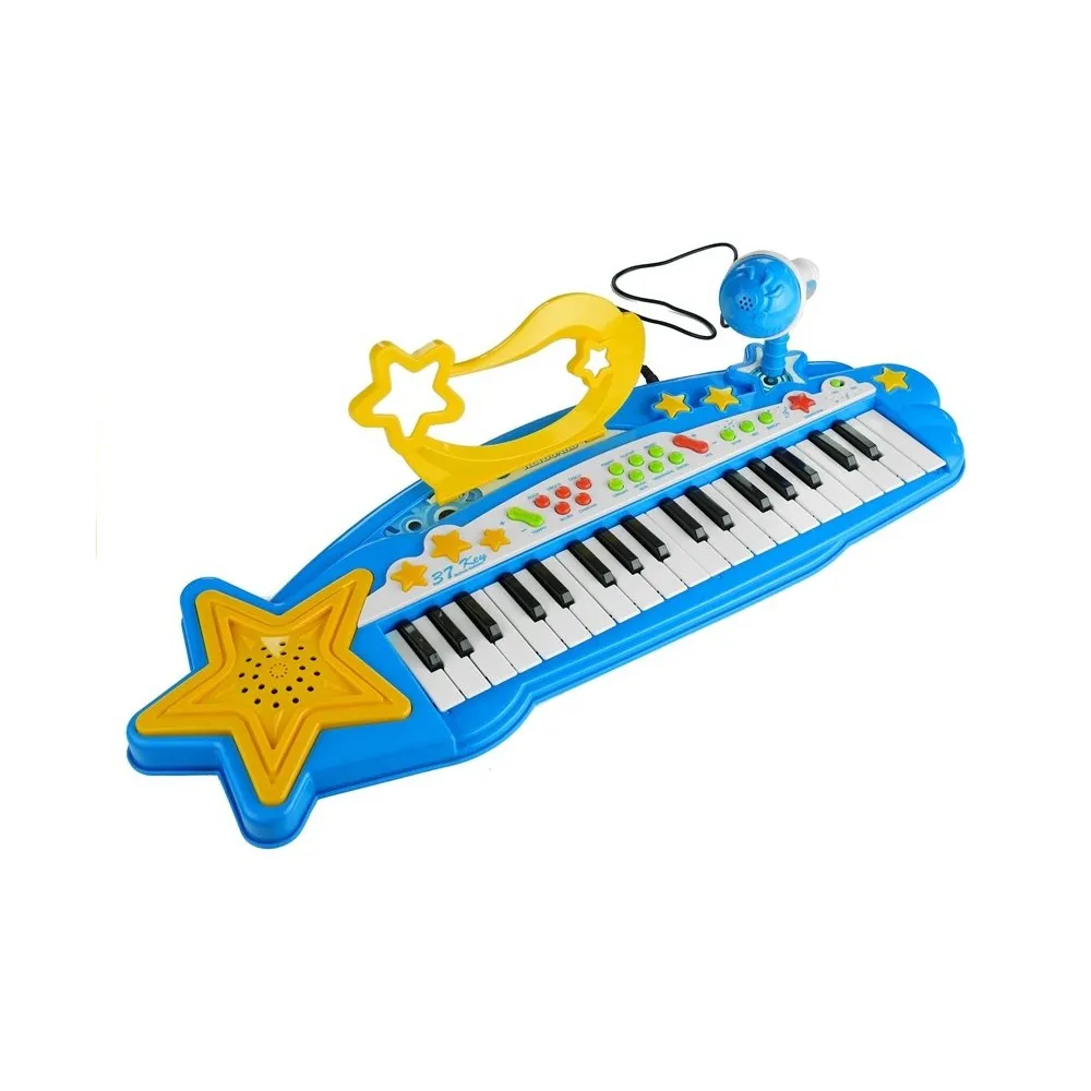 Zestaw muzyczny dla dzieci z keyboardem i mikrofonem na statywie