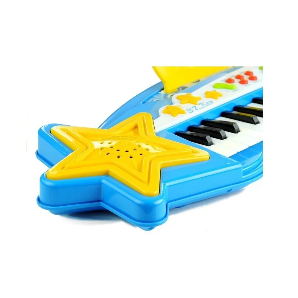 Zabawka edukacyjna – niebieski keyboard z mikrofonem i portem MP3