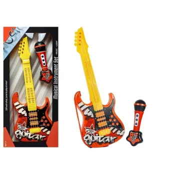 Czerwona gitara elektryczna zabawkowa z mikrofonem dla dzieci