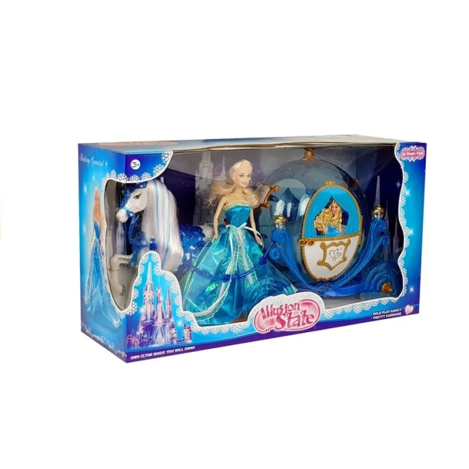 Kompletny zestaw prezentowy lalka, koń do czesania i karoca