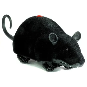 Zdalnie sterowana mysz RC czarna na kółkach dla dzieci i zwierząt