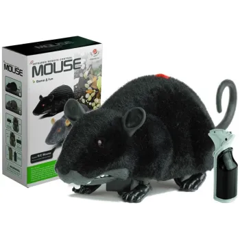 Zabawka mysz RC duża, czarna, zabawna dla dzieci i domowych pupili