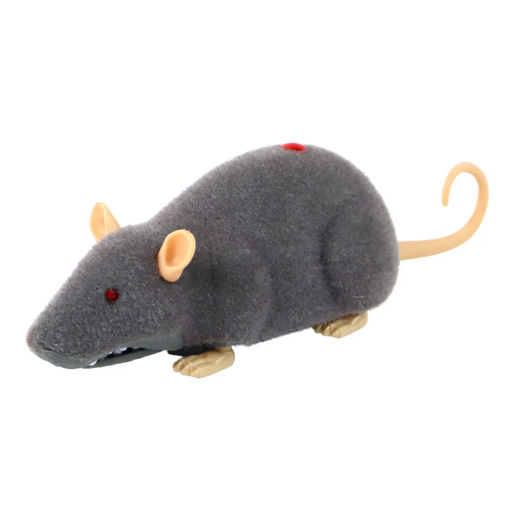 Duża zdalnie sterowana mysz szara na kołach do zabawy w domu