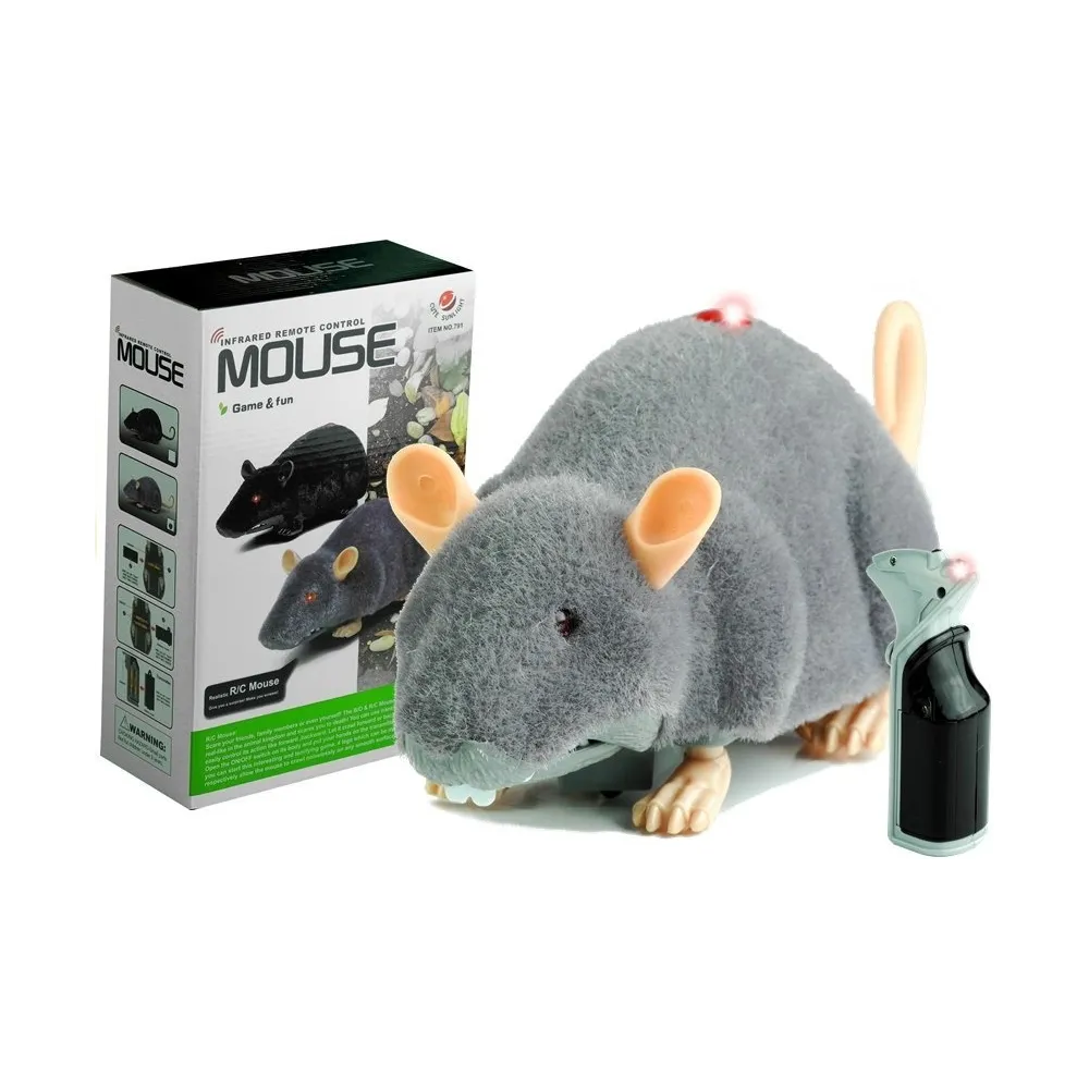 Duża zabawkowa mysz R/C na baterie, szara konstrukcja