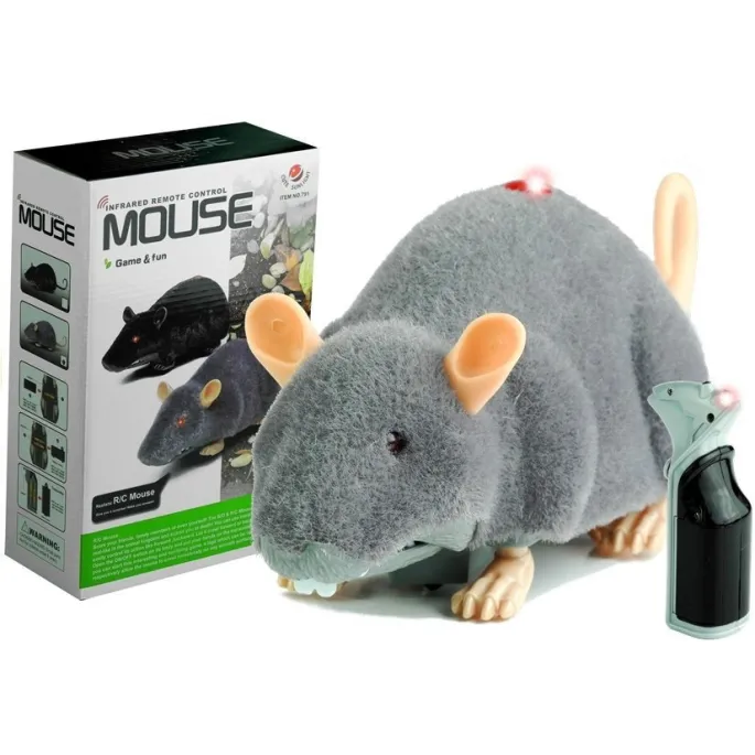Duża zabawkowa mysz R/C na baterie, szara konstrukcja