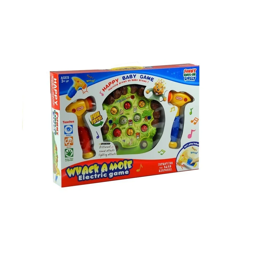 Zbliżenie na kolorowe elementy gry Uderzanie Bobrów Młoteczkiem