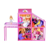 Duży domek dla lalek o wysokości 76 cm, zaprezentowany w całości