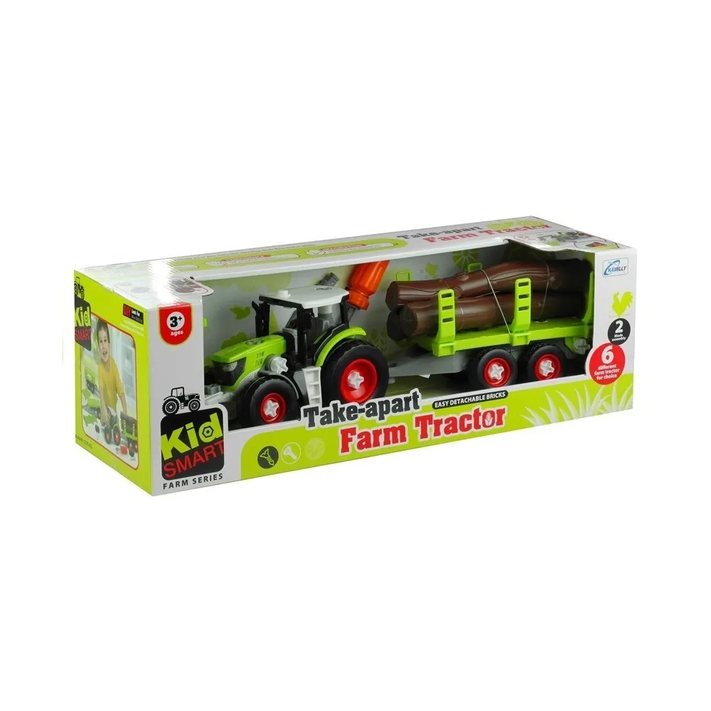 Bezpieczny traktor do składania z przyczepą i śrubokrętem dla dzieci
