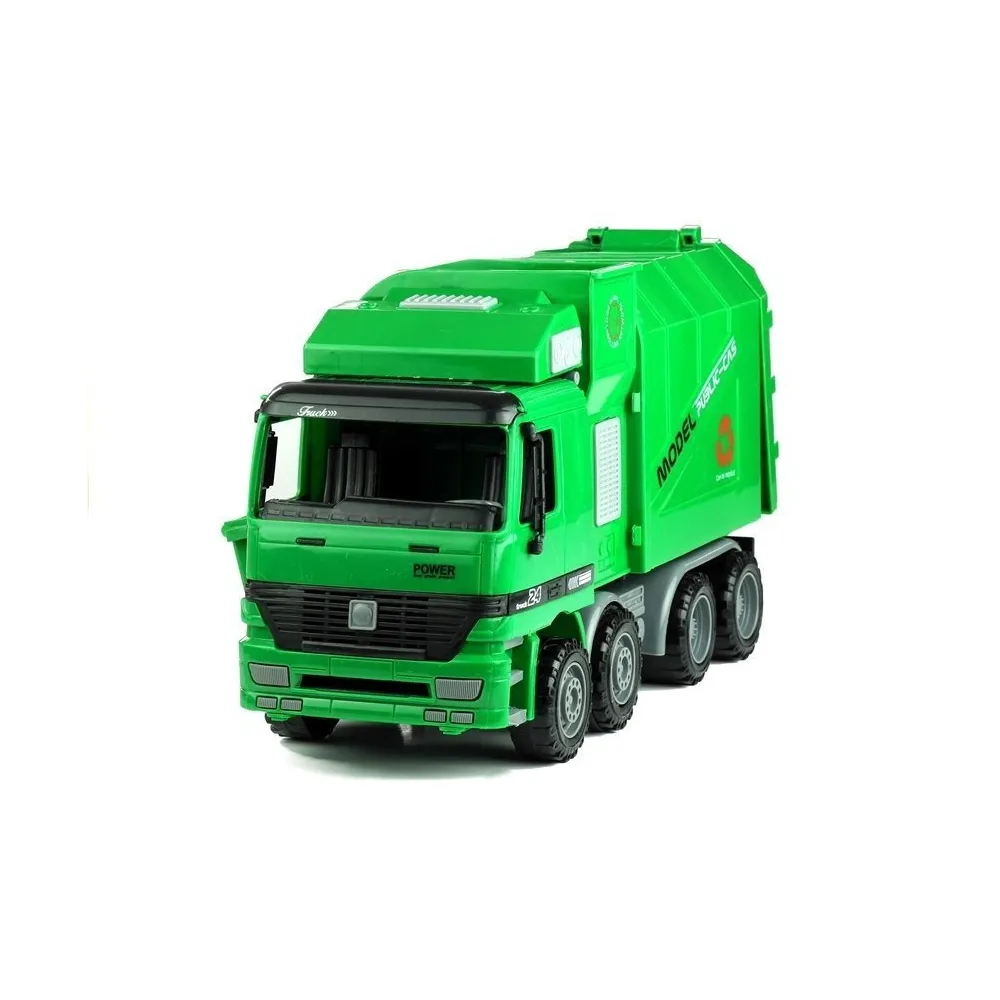 Duża zabawkowa śmieciarka z koszem i mechanizmem opróżniania