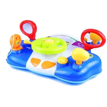 Dziecięca kierownica z fioletowymi kierunkowskazami i lusterkami