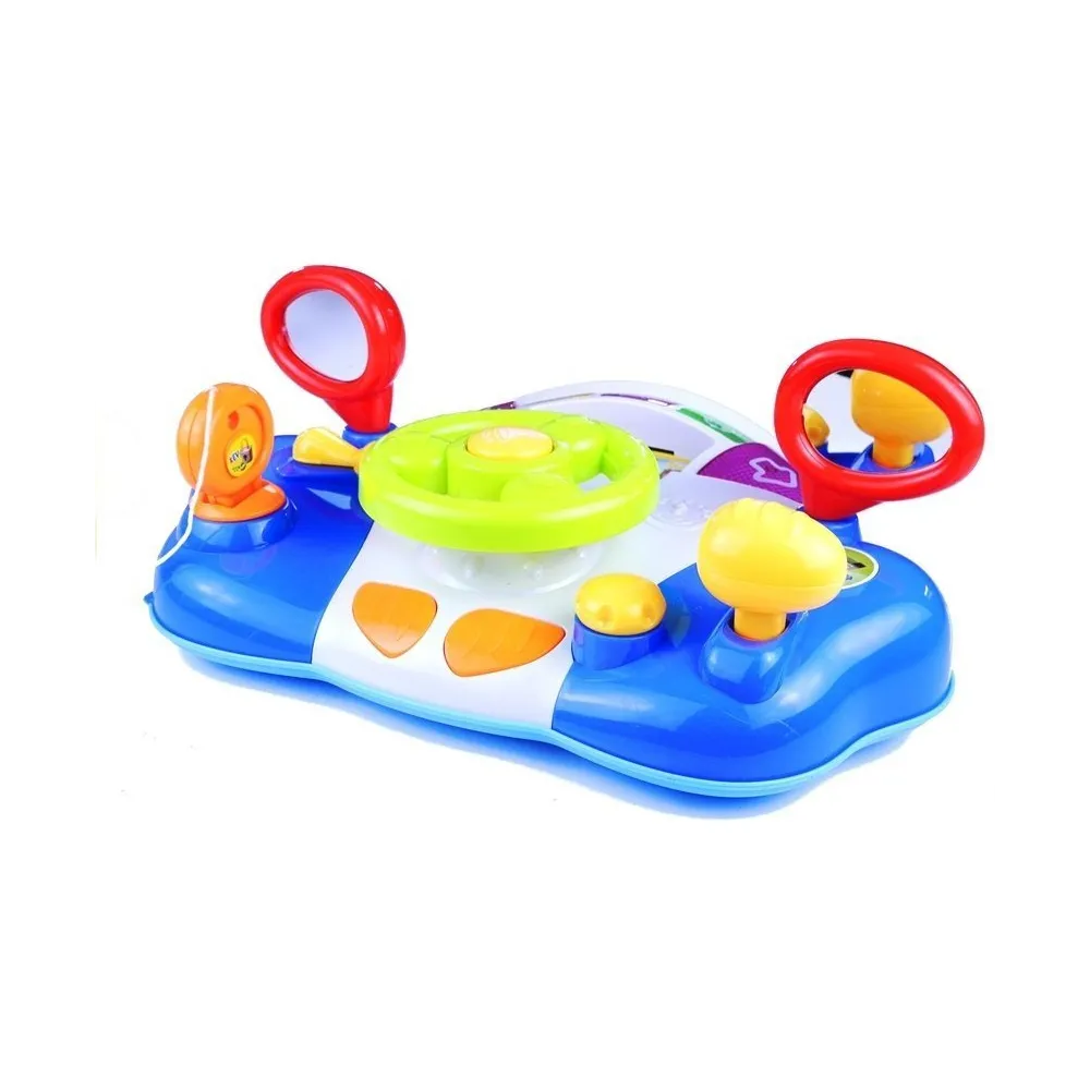 Dziecięca kierownica z fioletowymi kierunkowskazami i lusterkami