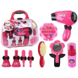 Zestaw małej piękności w różowej walizce z suszarką i akcesoriami