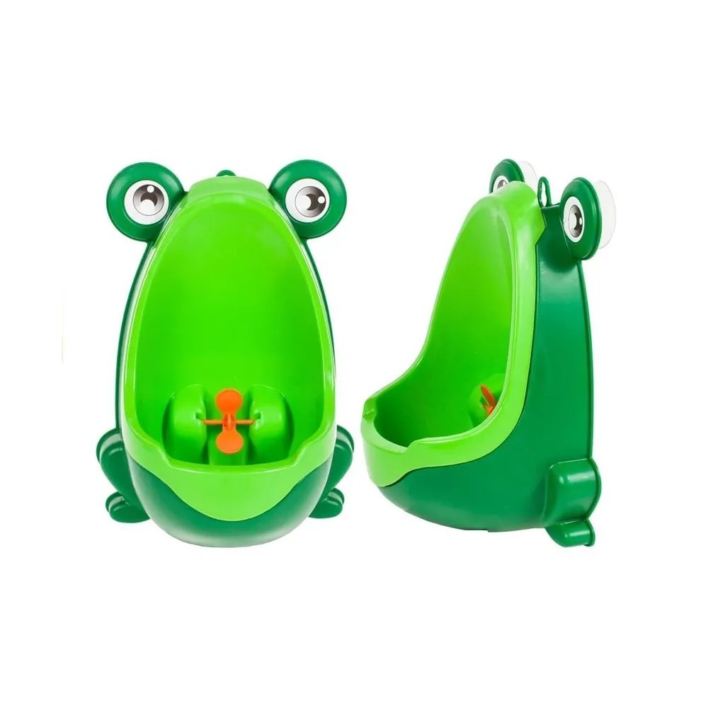 Dziecięcy mini pisuar w kształcie żabki z wiatraczkiem i przyssawkami