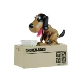 Interaktywna skarbonka pies zjadający monety ciemnobrązowy w łatki