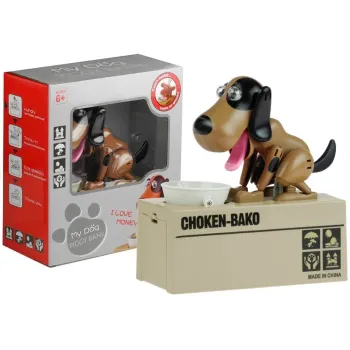 Skarbonka Pies Zjadający Monety Ciemny Brąz Łatki