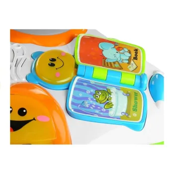 stolik edukacyjny dla niemowląt z książeczką i lusterkiem