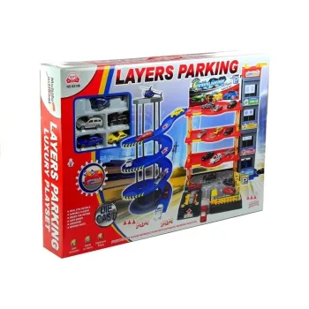 Parking poziomowy zabawka z windą i stacją paliw dla najmłodszych