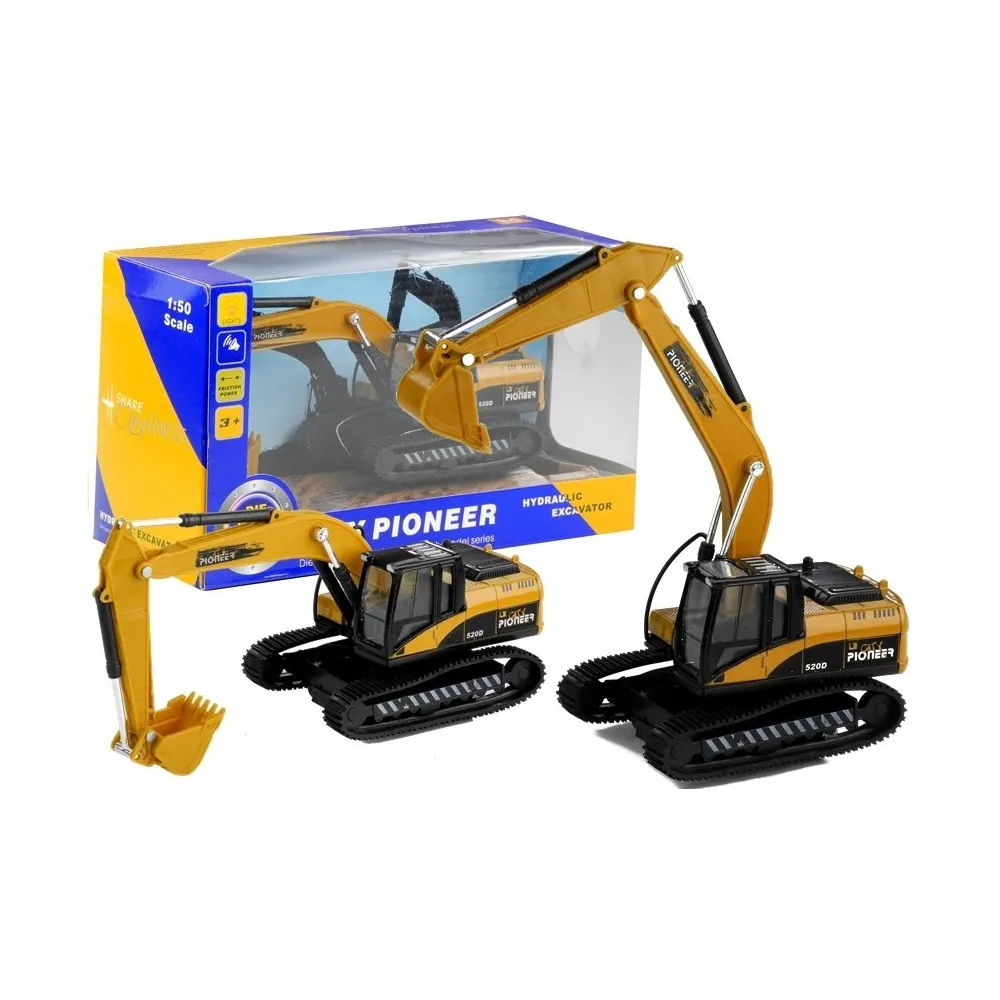 Zabawka koparka frykcyjna z efektami świetlnymi i dźwiękowymi w skali 1:50