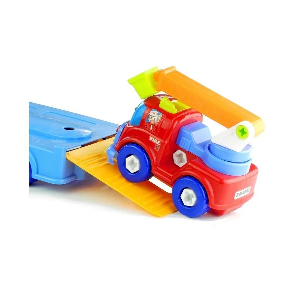 Figurki, klucz i śrubokręt z zestawem pojazdów edukacyjnych