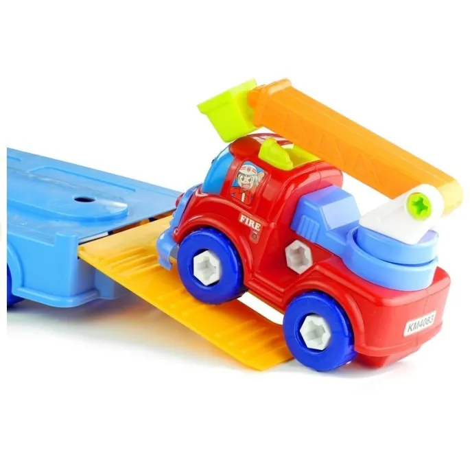 Figurki, klucz i śrubokręt z zestawem pojazdów edukacyjnych