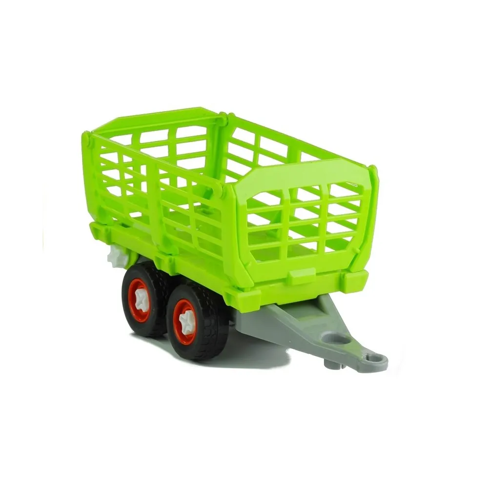 Kolorowy traktor do rozkręcania z przyczepą na tle białym