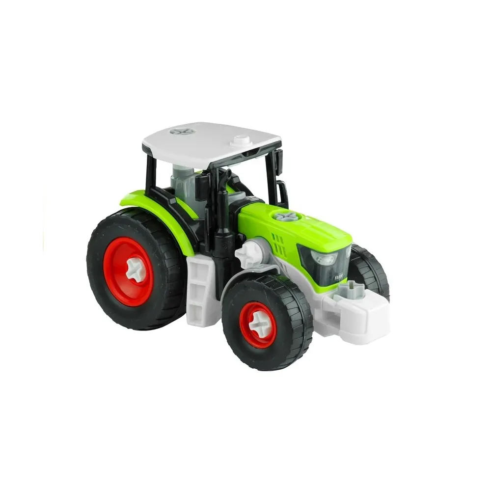 Edukacyjny traktor z przyczepą do samodzielnego składania