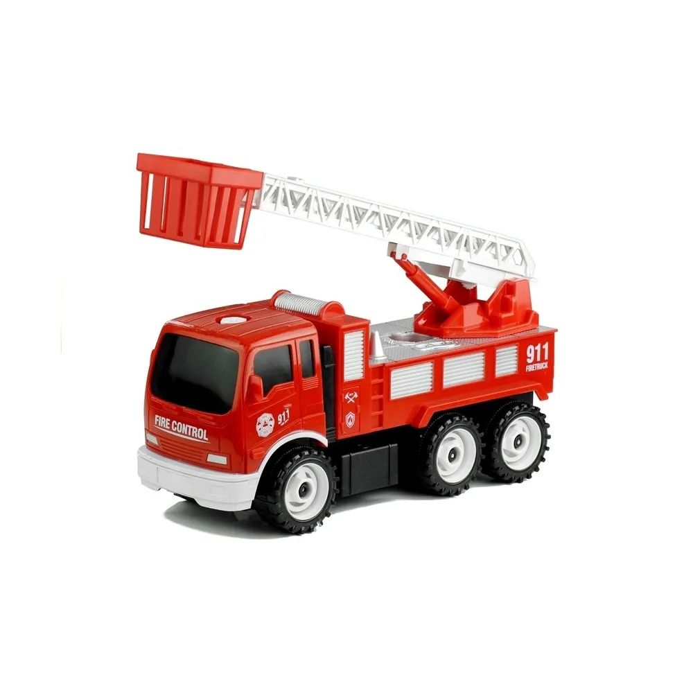 Czerwony wóz strażacki z narzędziami rozwijający zdolności manualne