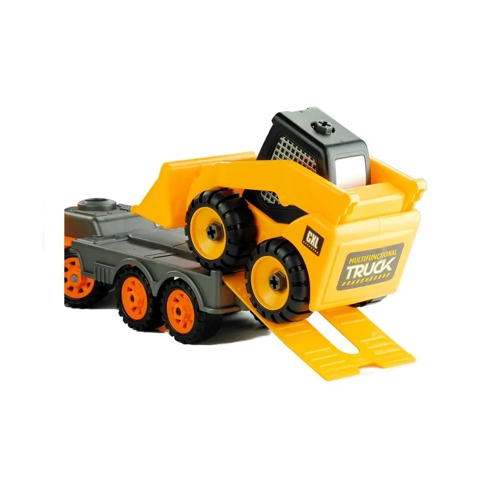 Kompletny zestaw do skręcania – koparka, laweta i narzędzia dla dzieci