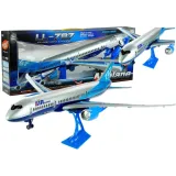 Granatowy samolot zabawka 69 cm z napędem dla dzieci na stojaku